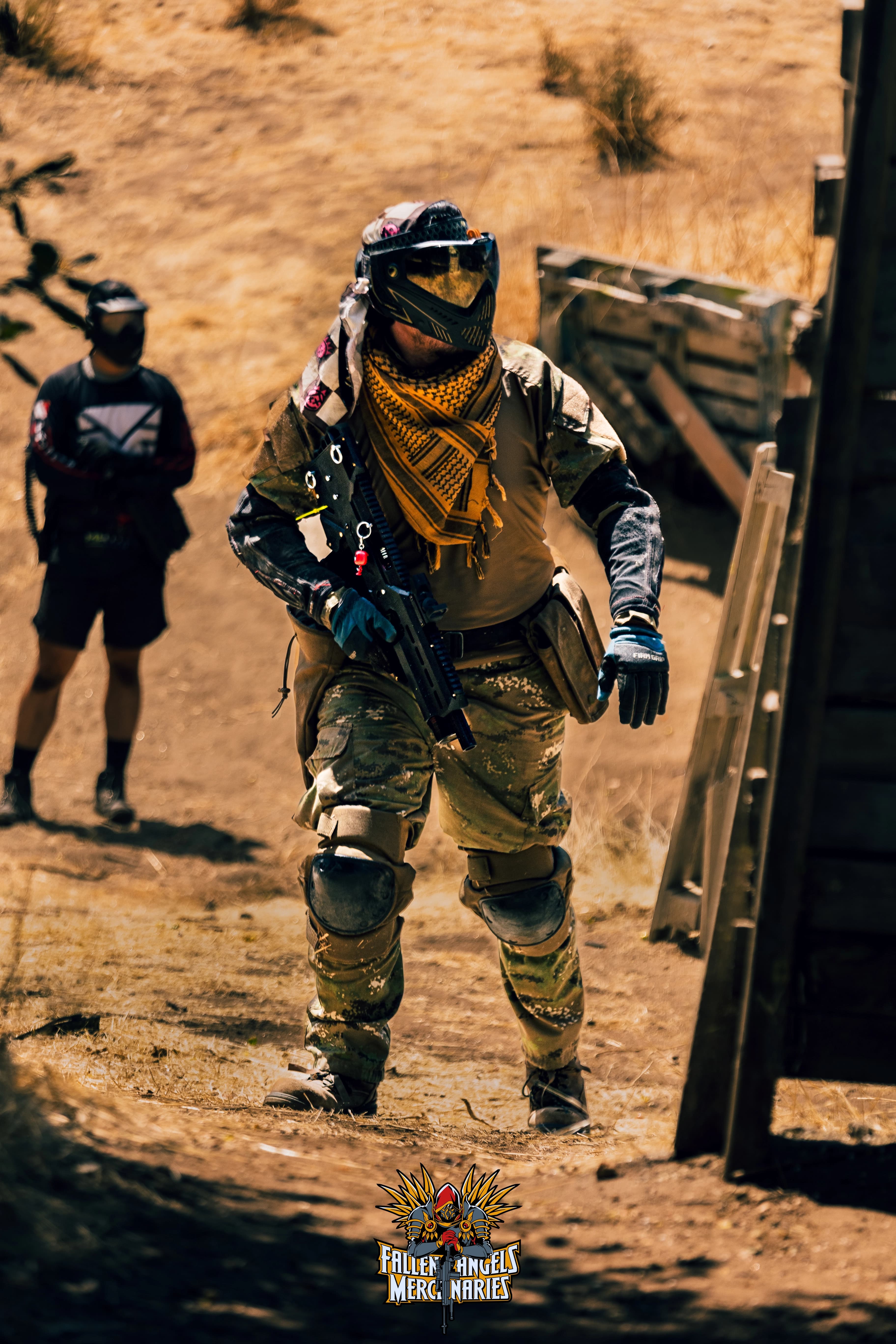 Fallen Angels Mercenaries player moving through the field